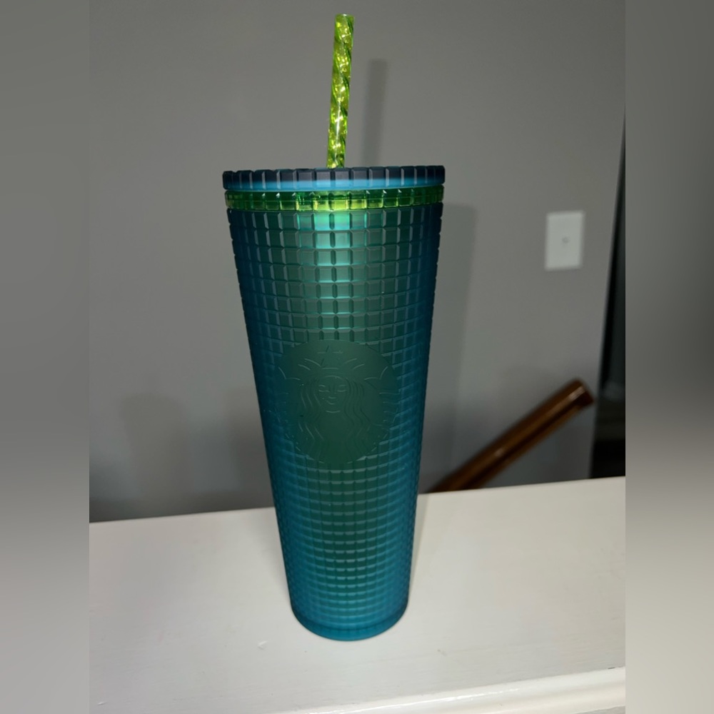 EUC Green Jelly Grid Starbucks Cold Cup